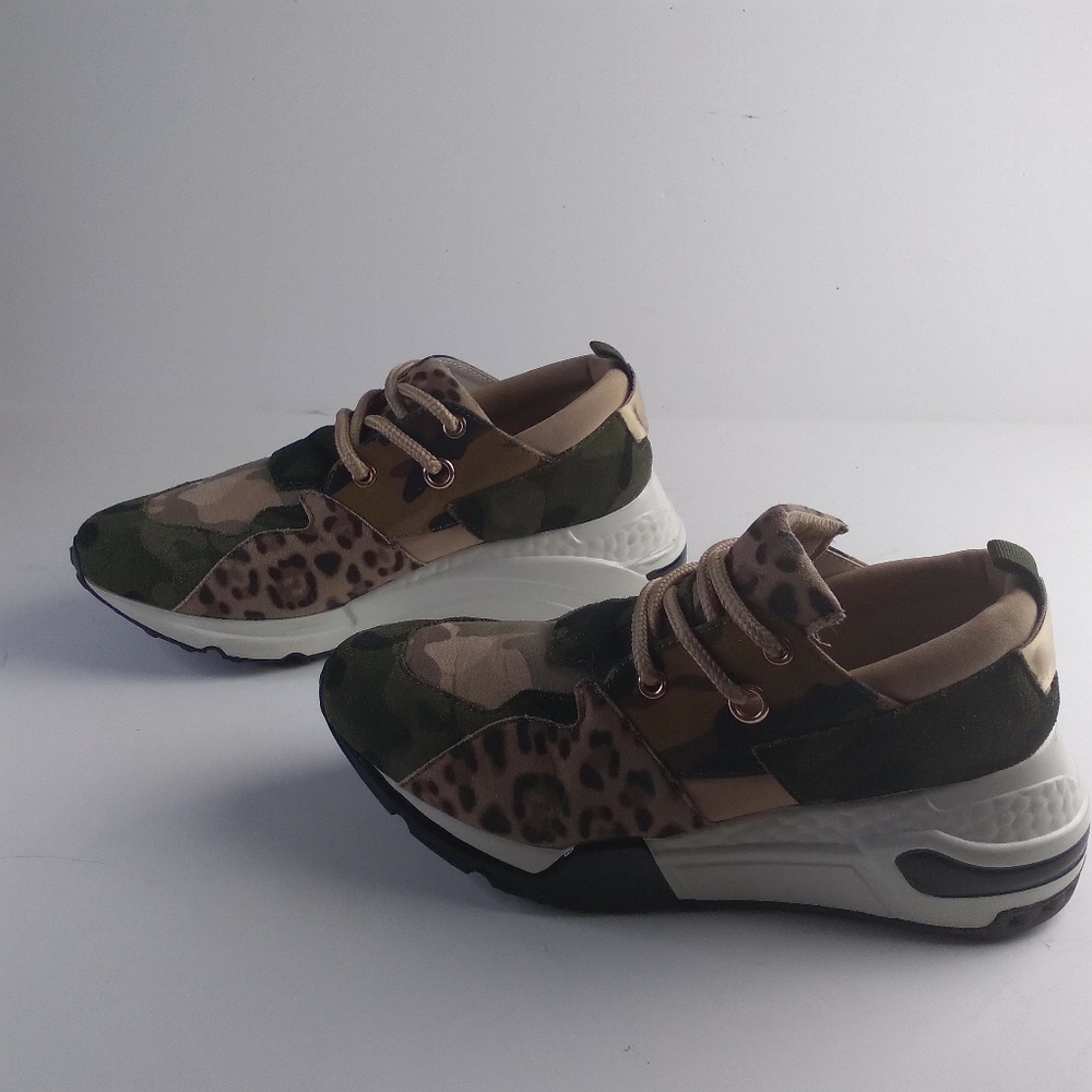 Steve Madden cliff kakki and green camo animal print p sneakers size 7.5 - Picture 8 of 10
